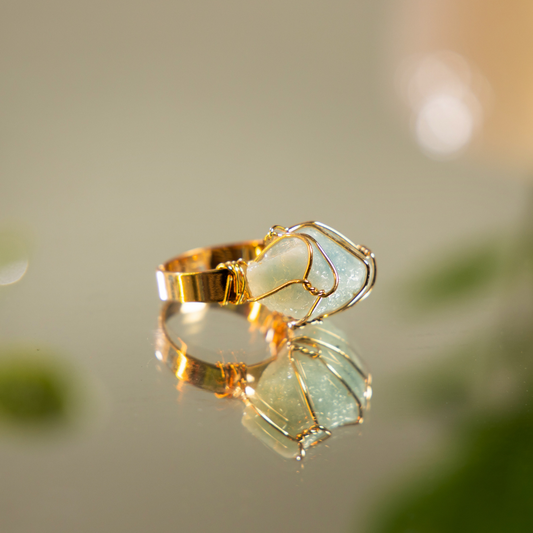 Sortija con cuarzo verde